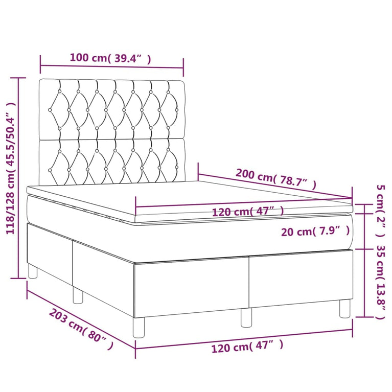 Boxspring met matras fluweel donkerblauw 120x200 cm