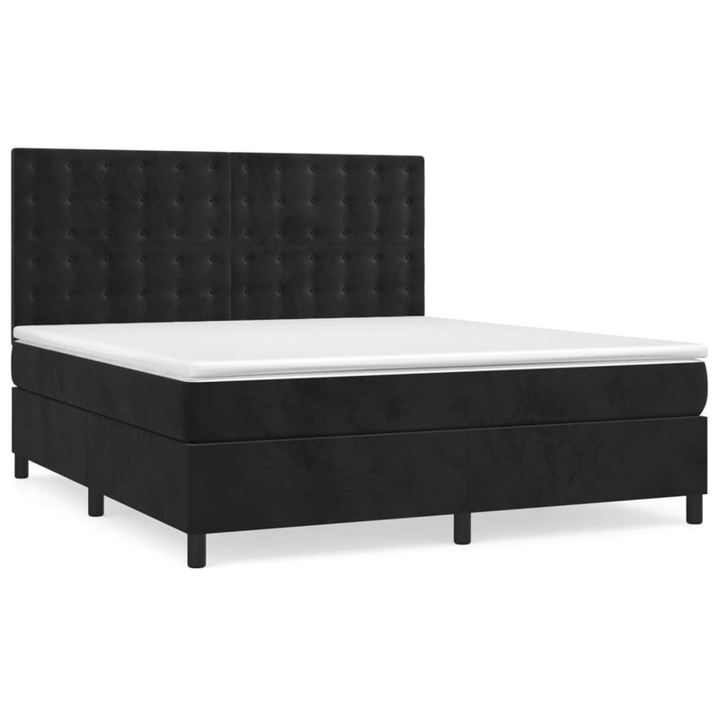 Boxspring met matras fluweel zwart 180x200 cm