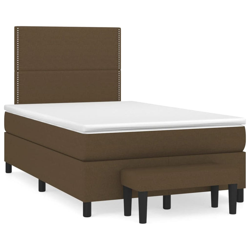 Boxspring met matras stof donkerbruin 120x200 cm