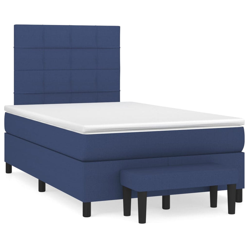 Boxspring met matras stof blauw 120x200 cm