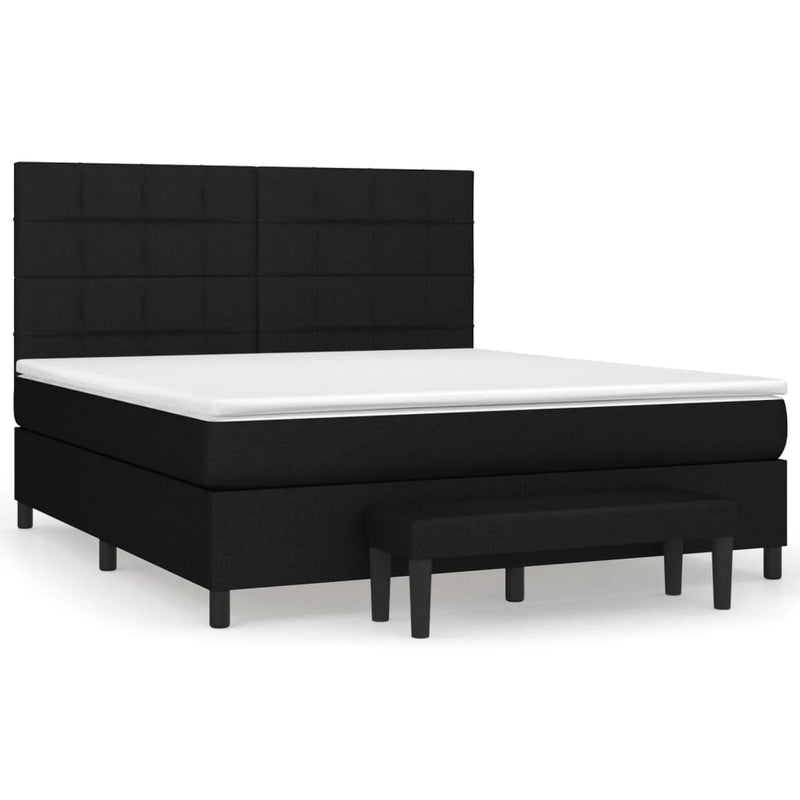Boxspring met matras stof zwart 160x200 cm