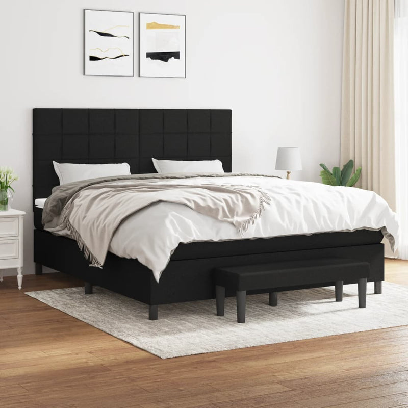 Boxspring met matras stof zwart 160x200 cm