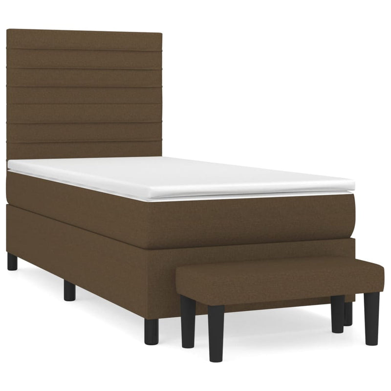 Boxspring met matras stof donkerbruin 80x200 cm