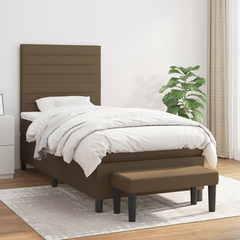 Boxspring met matras stof donkerbruin 80x200 cm