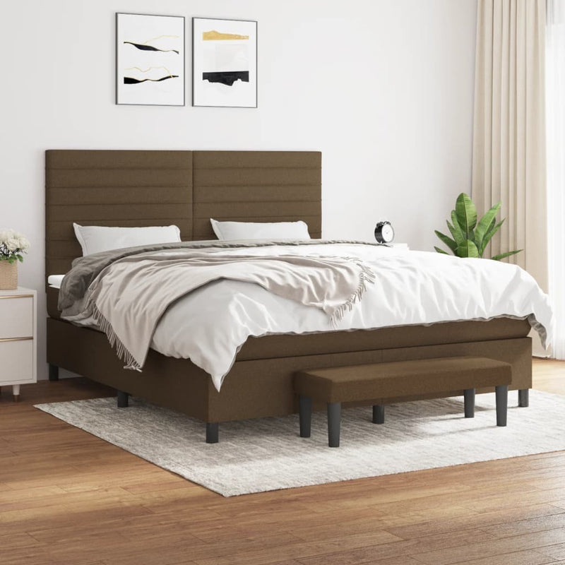 Boxspring met matras stof donkerbruin 180x200 cm