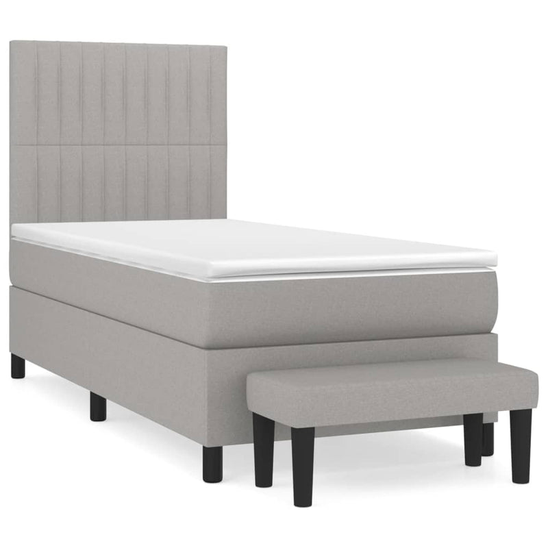 Boxspring met matras stof lichtgrijs 80x200 cm