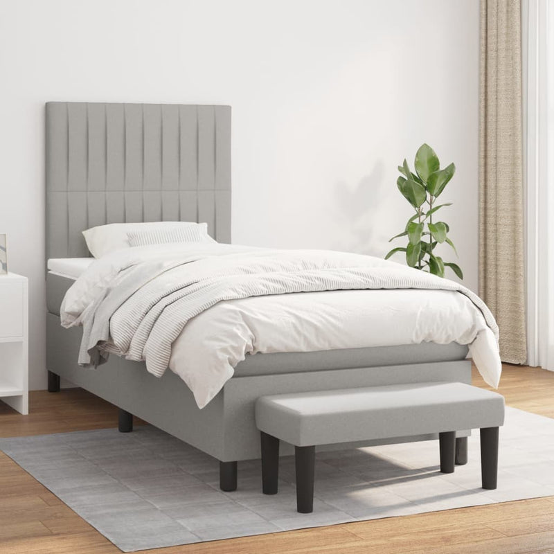 Boxspring met matras stof lichtgrijs 80x200 cm