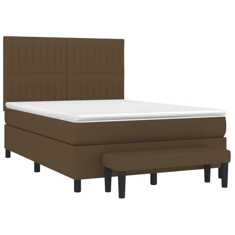 Boxspring met matras stof donkerbruin 140x200 cm