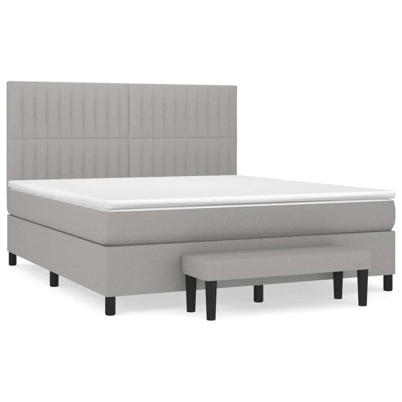 Boxspring met matras stof lichtgrijs 160x200 cm