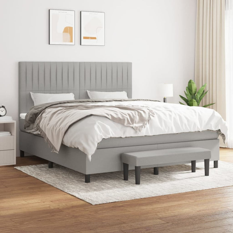 Boxspring met matras stof lichtgrijs 160x200 cm