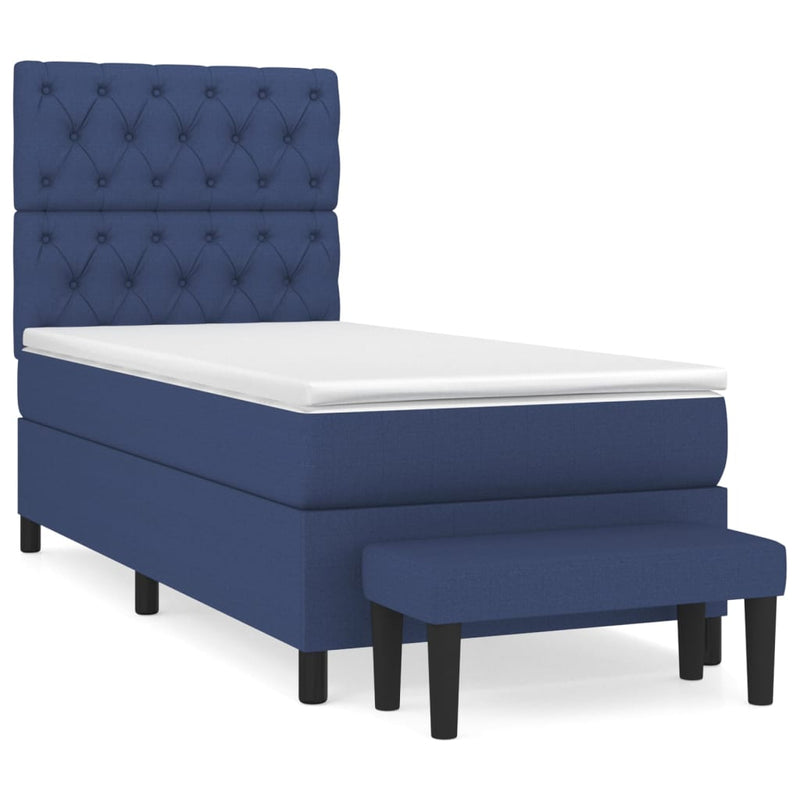 Boxspring met matras stof blauw 80x200 cm