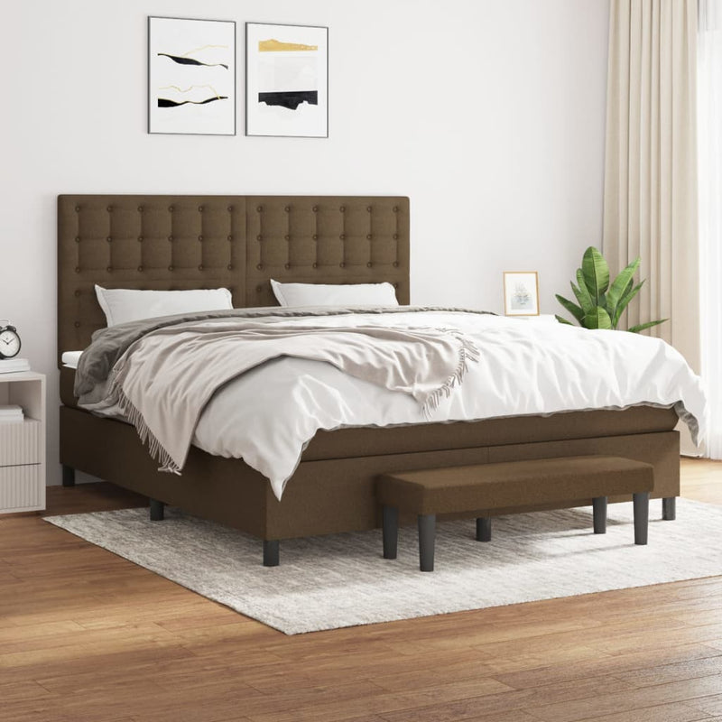 Boxspring met matras stof donkerbruin 180x200 cm