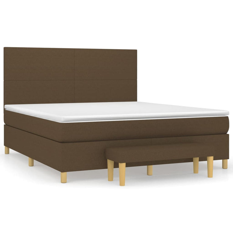 Boxspring met matras stof donkerbruin 160x200 cm