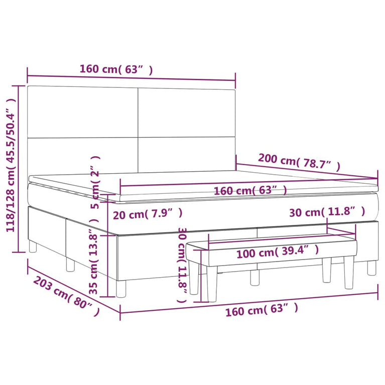 Boxspring met matras stof donkerbruin 160x200 cm
