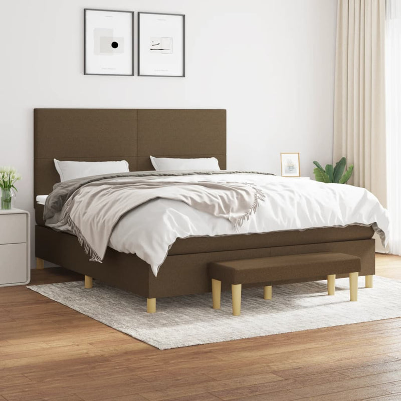 Boxspring met matras stof donkerbruin 160x200 cm
