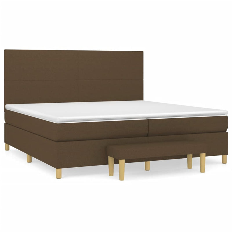 Boxspring met matras stof donkerbruin 200x200 cm