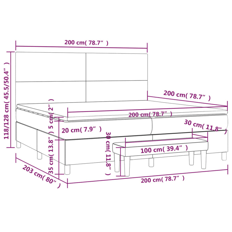 Boxspring met matras stof donkerbruin 200x200 cm