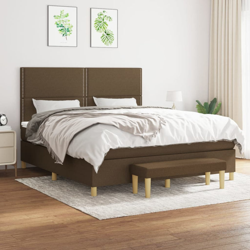 Boxspring met matras stof donkerbruin 180x200 cm