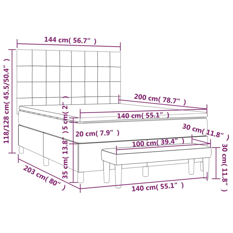 Boxspring met matras stof donkerbruin 140x200 cm
