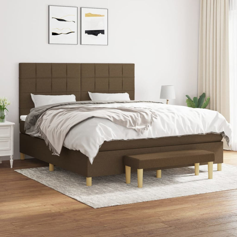 Boxspring met matras stof donkerbruin 180x200 cm