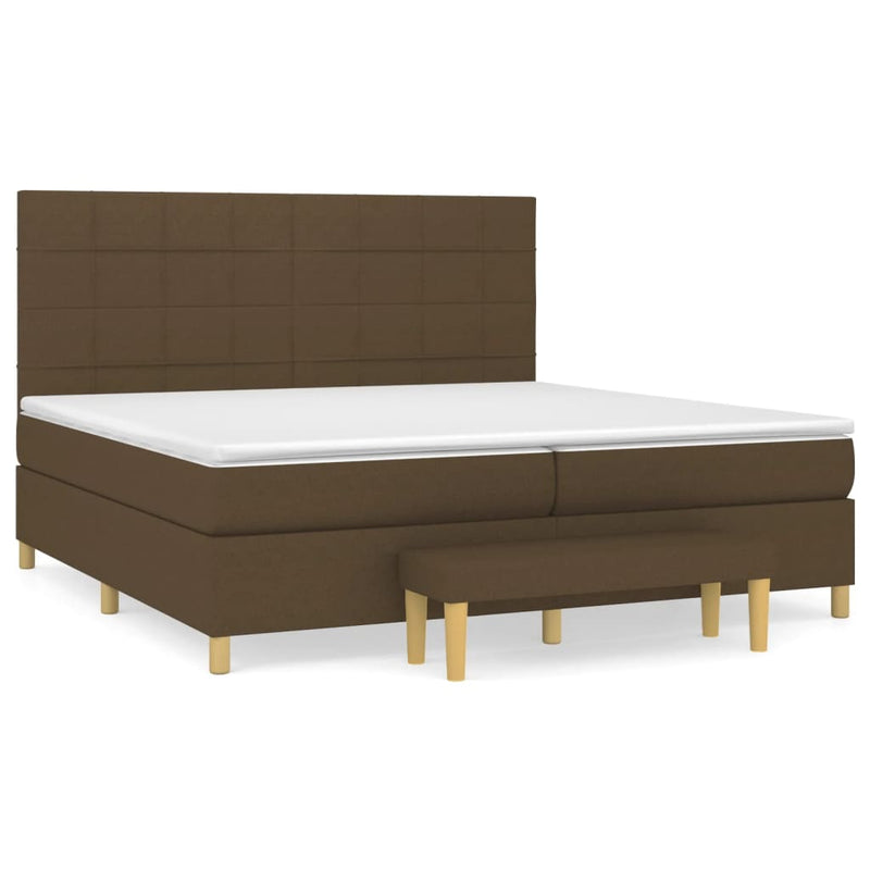 Boxspring met matras stof donkerbruin 200x200 cm
