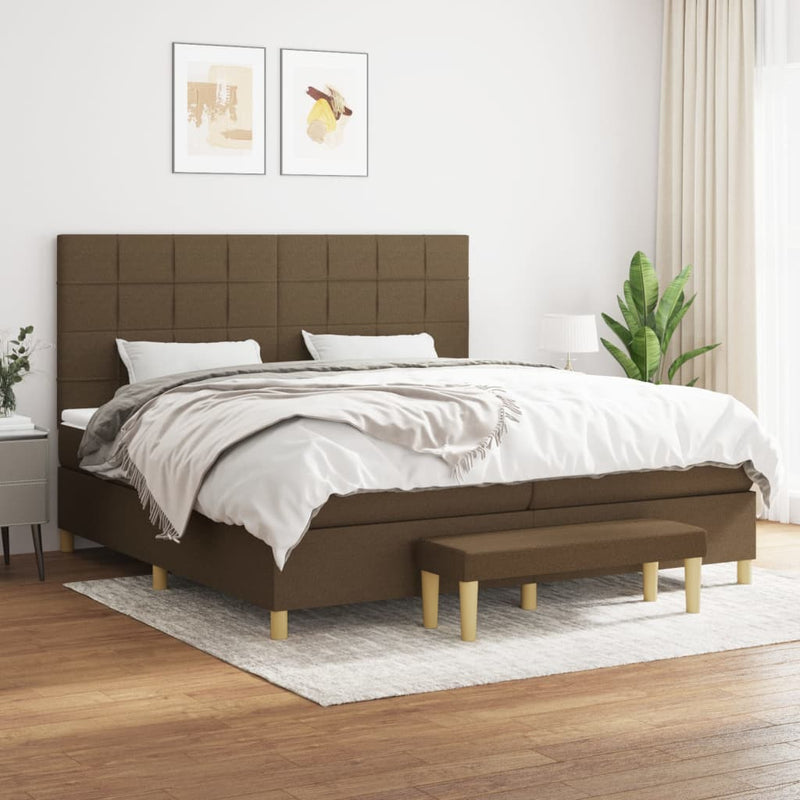 Boxspring met matras stof donkerbruin 200x200 cm