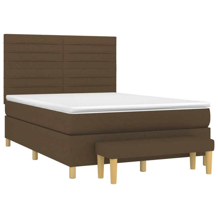 Boxspring met matras stof donkerbruin 140x190 cm