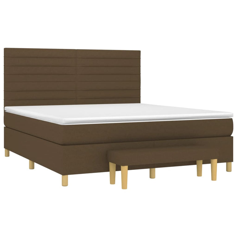 Boxspring met matras stof donkerbruin 160x200 cm