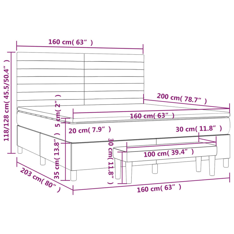 Boxspring met matras stof donkerbruin 160x200 cm