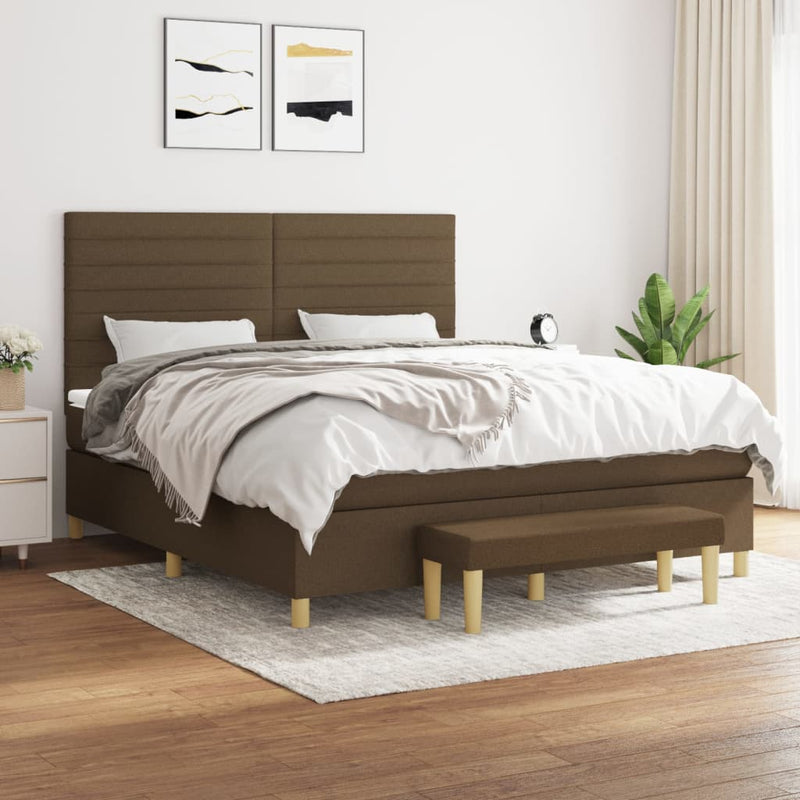 Boxspring met matras stof donkerbruin 160x200 cm