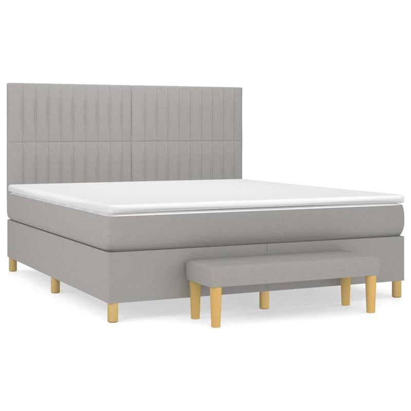 Boxspring met matras stof lichtgrijs 160x200 cm