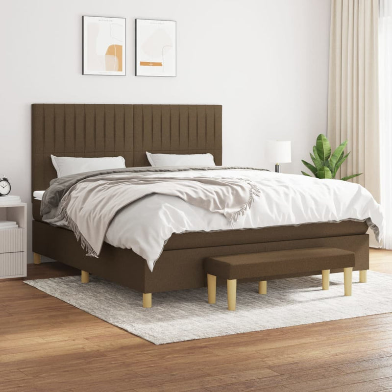 Boxspring met matras stof donkerbruin 160x200 cm