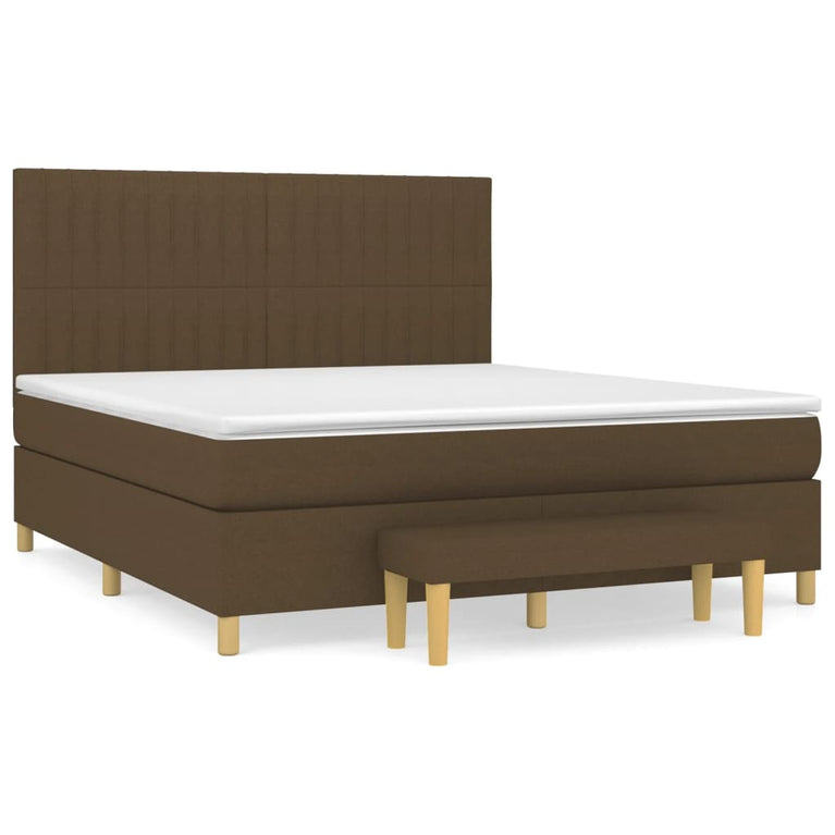 Boxspring met matras stof donkerbruin 180x200 cm