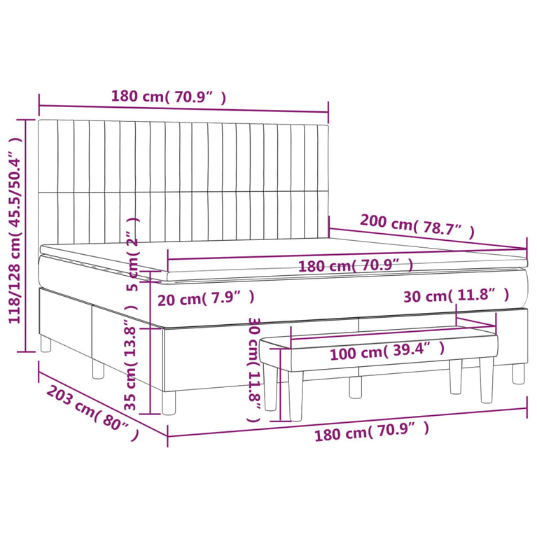 Boxspring met matras stof donkerbruin 180x200 cm