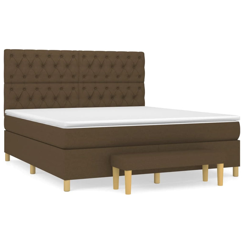 Boxspring met matras stof donkerbruin 160x200 cm