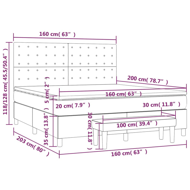 Boxspring met matras stof donkerbruin 160x200 cm