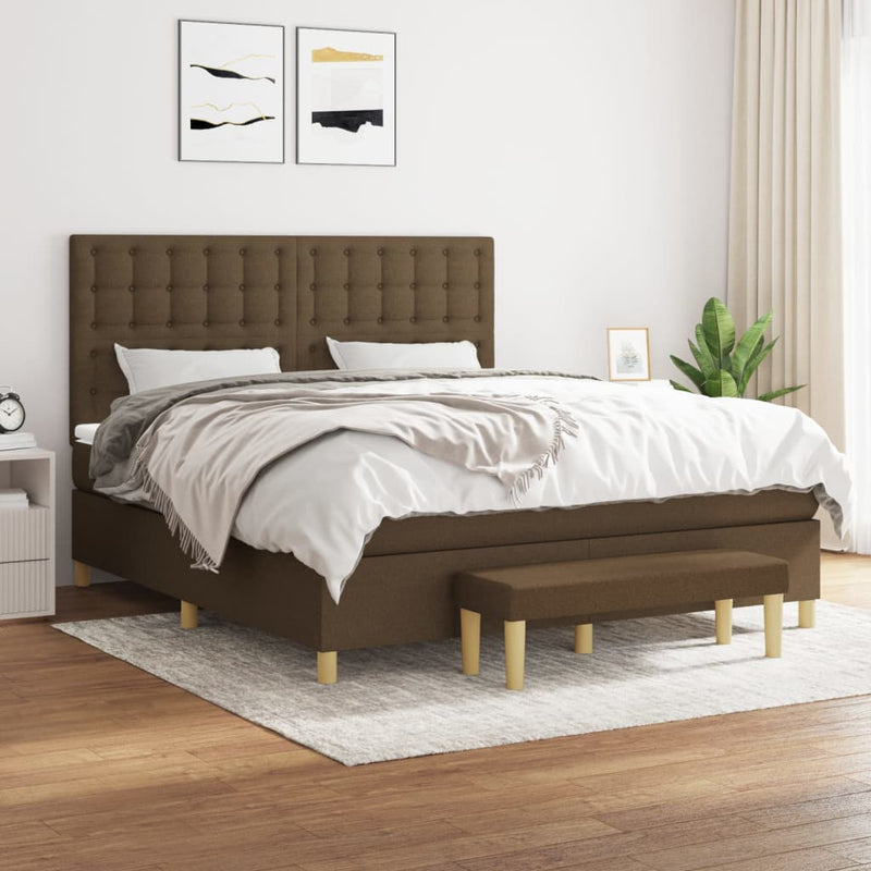 Boxspring met matras stof donkerbruin 160x200 cm