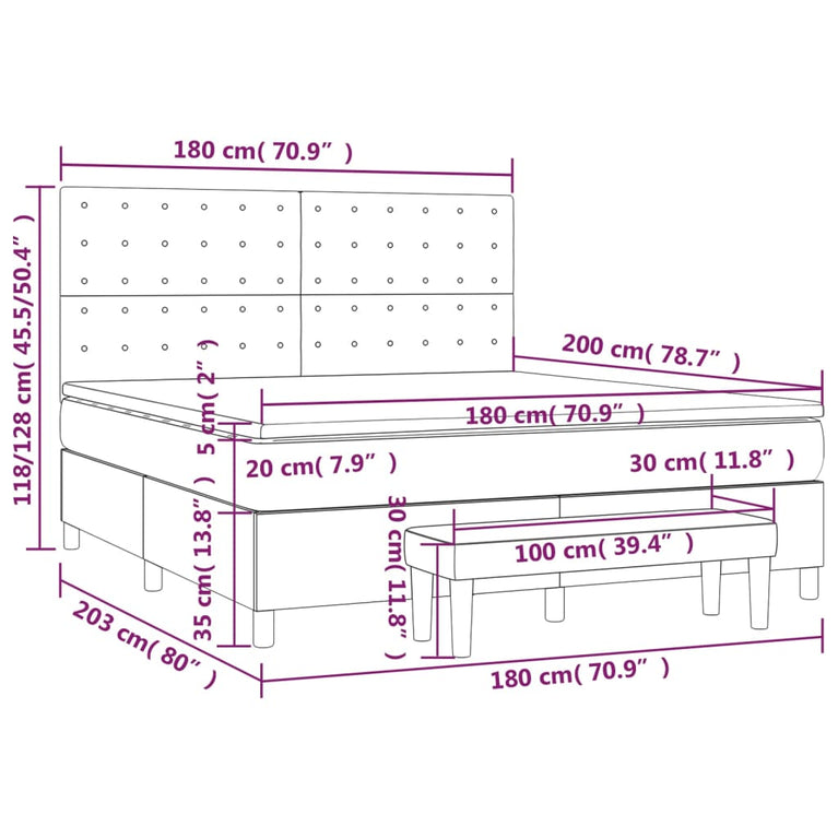 Boxspring met matras stof donkerbruin 180x200 cm