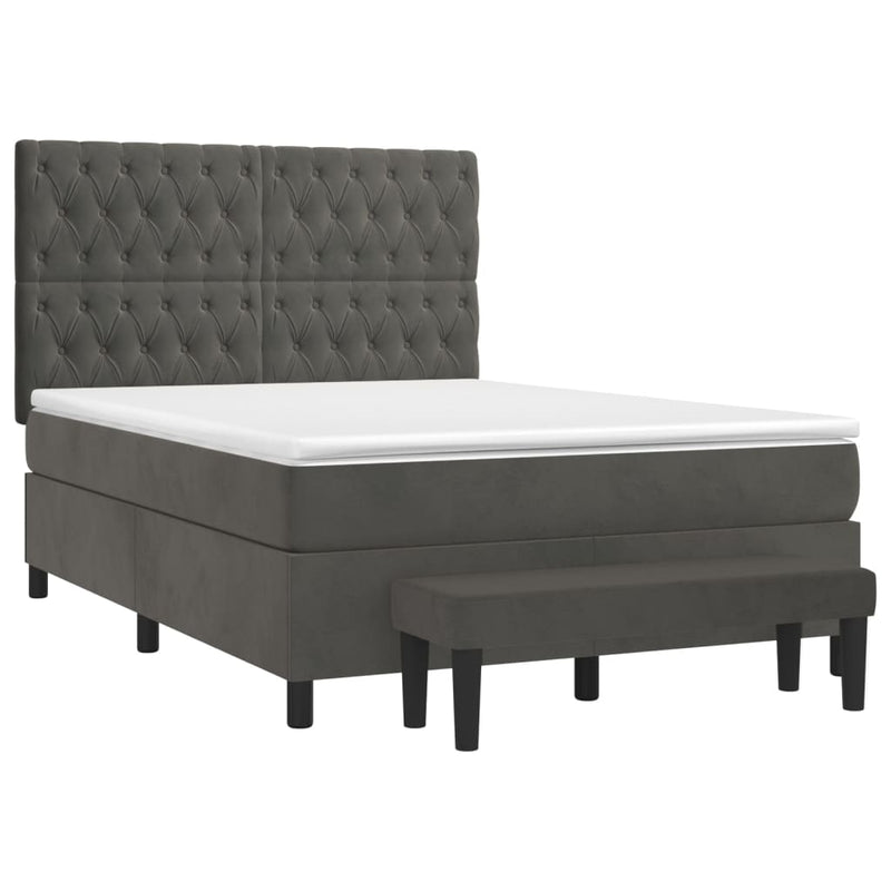 Boxspring met matras fluweel donkergrijs 140x200 cm