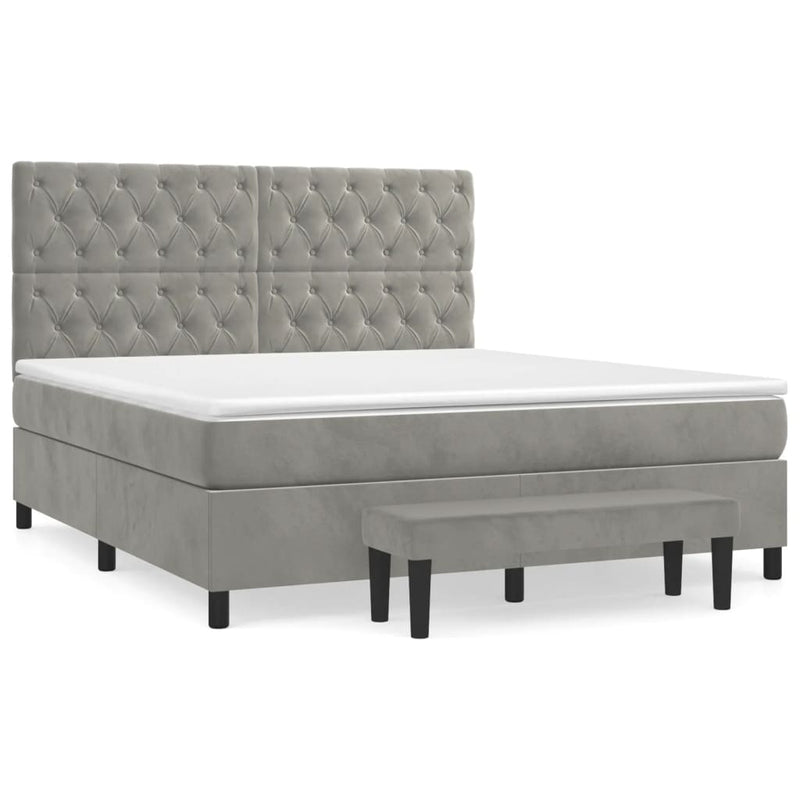Boxspring met matras fluweel lichtgrijs 160x200 cm