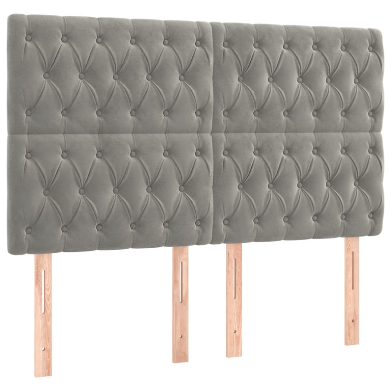Boxspring met matras fluweel lichtgrijs 160x200 cm