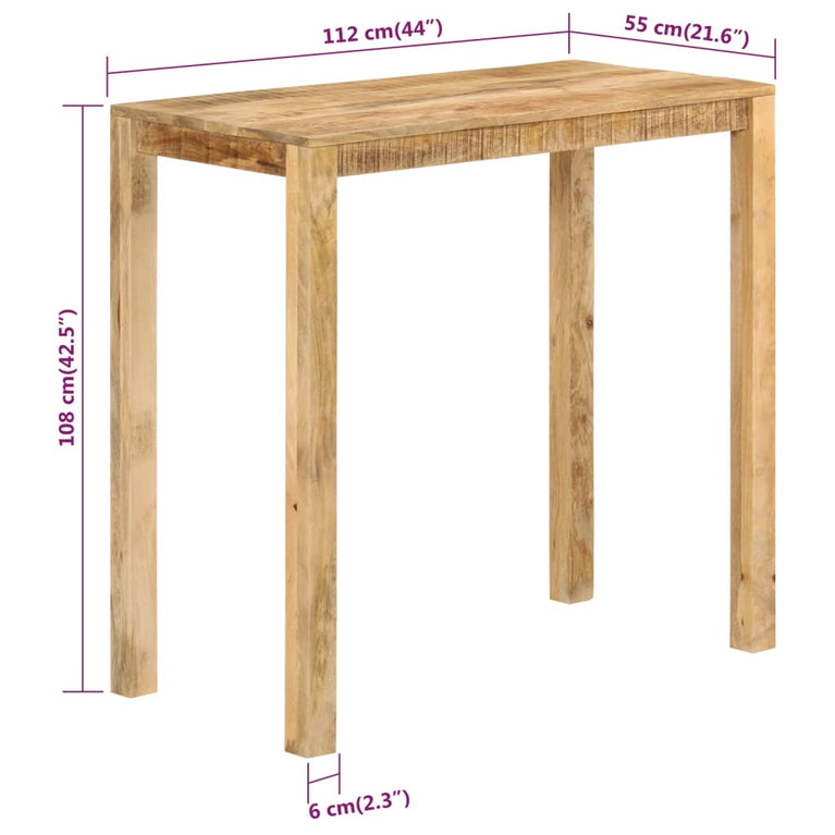 Bartafel 112x55x108 cm massief mangohout