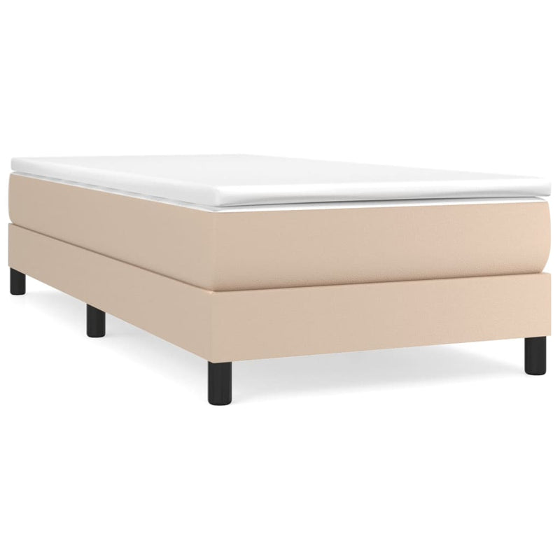Boxspring met matras kunstleer cappuccinokleurig 90x190 cm