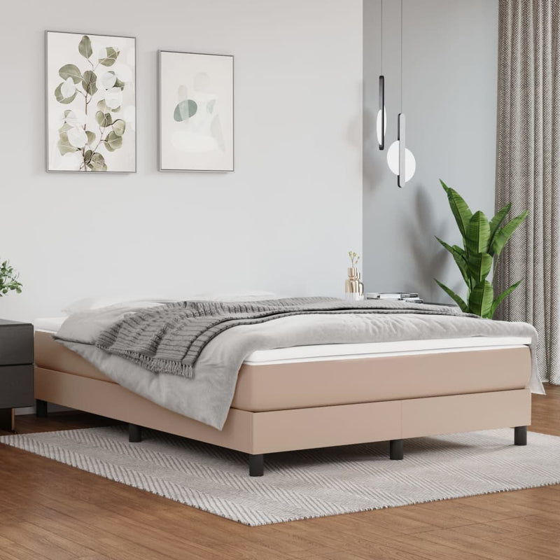 Boxspring met matras kunstleer cappuccinokleurig 140x200 cm