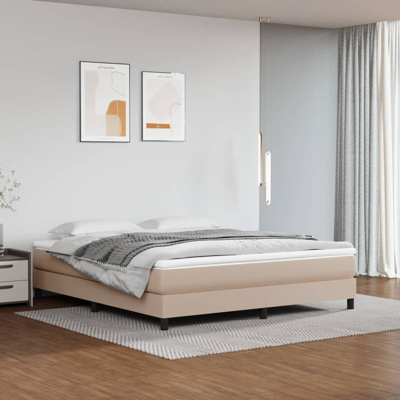 Boxspring met matras kunstleer cappuccinokleurig 160x200 cm