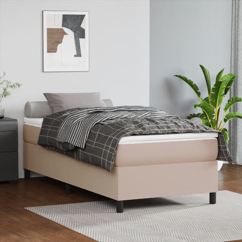 Boxspring met matras kunstleer cappuccinokleurig 90x190 cm