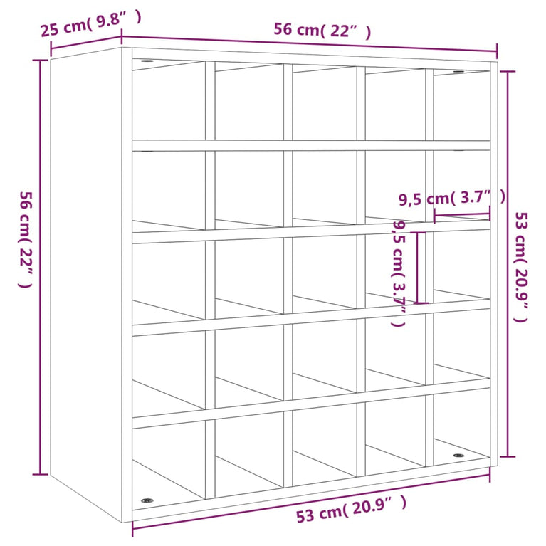 Wijnkast 56x25x56 cm massief grenenhout honingbruin