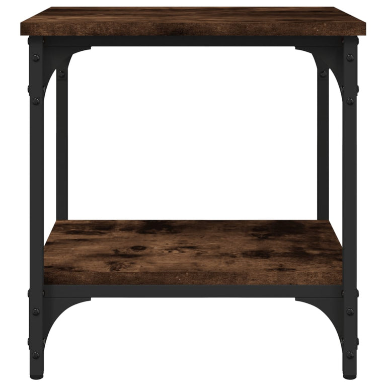 Bijzettafel 40x30x42 cm bewerkt hout gerookt eikenkleurig