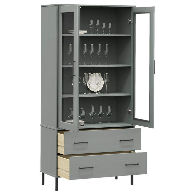 Boekenkast met metalen poten OSLO 85x35x172,5 cm hout grijs