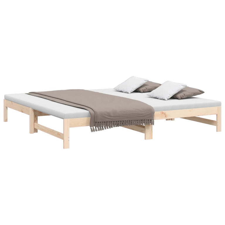 Slaapbank uitschuifbaar massief grenenhout 2x(90x200) cm